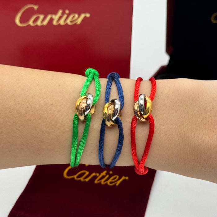 Cartier Trinity Cord Bracelet – Adjustable Silk Strap (Multiple Colors)