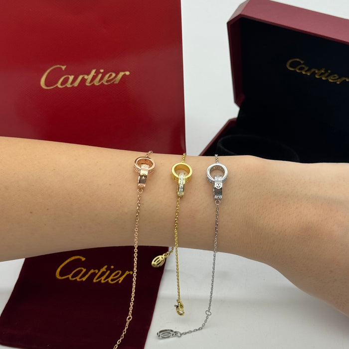 Cartier Double Love Rings Bracelet – Interlocking Design (Gold, Silver, Rose Gold)