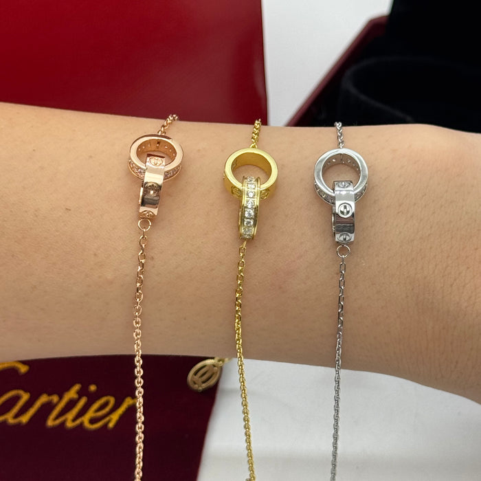 Cartier Double Love Rings Bracelet – Interlocking Design (Gold, Silver, Rose Gold)