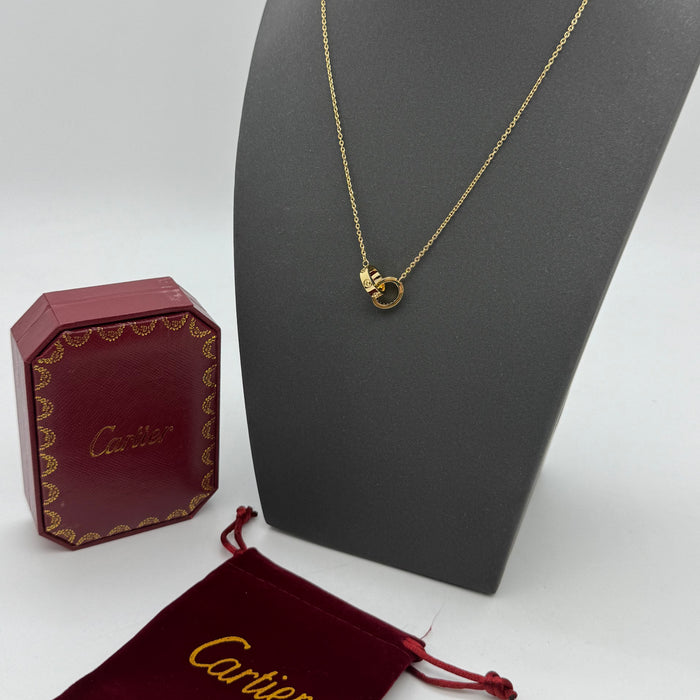 Cartier Double Love Rings Necklace – Interlocking Pendant (Gold, Silver, Rose Gold)
