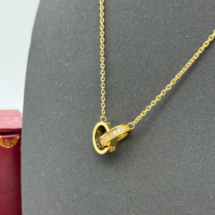 Cartier Double Love Rings Necklace – Interlocking Pendant (Gold, Silver, Rose Gold)