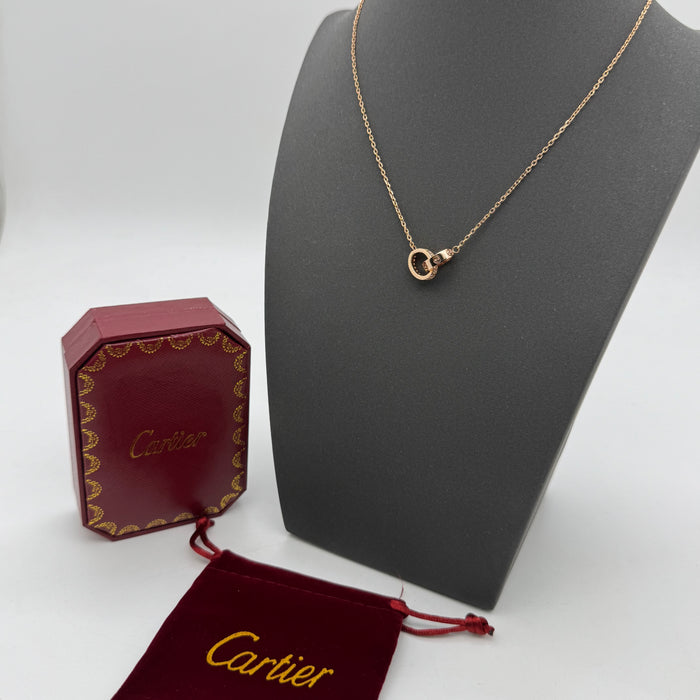 Cartier Double Love Rings Necklace – Interlocking Pendant (Gold, Silver, Rose Gold)