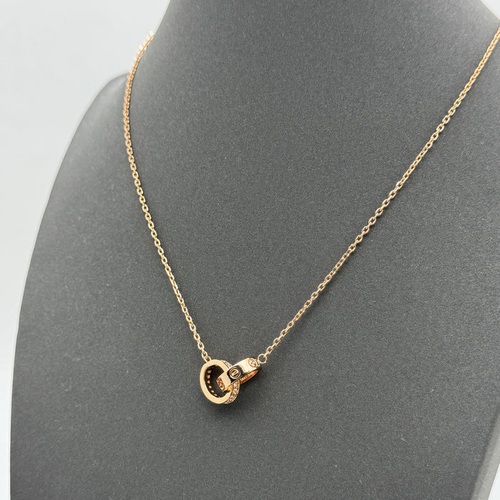 Cartier Double Love Rings Necklace – Interlocking Pendant (Gold, Silver, Rose Gold)