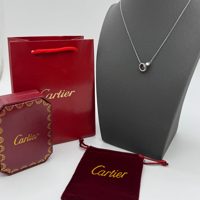 Cartier Double Love Rings Necklace – Interlocking Pendant (Gold, Silver, Rose Gold)