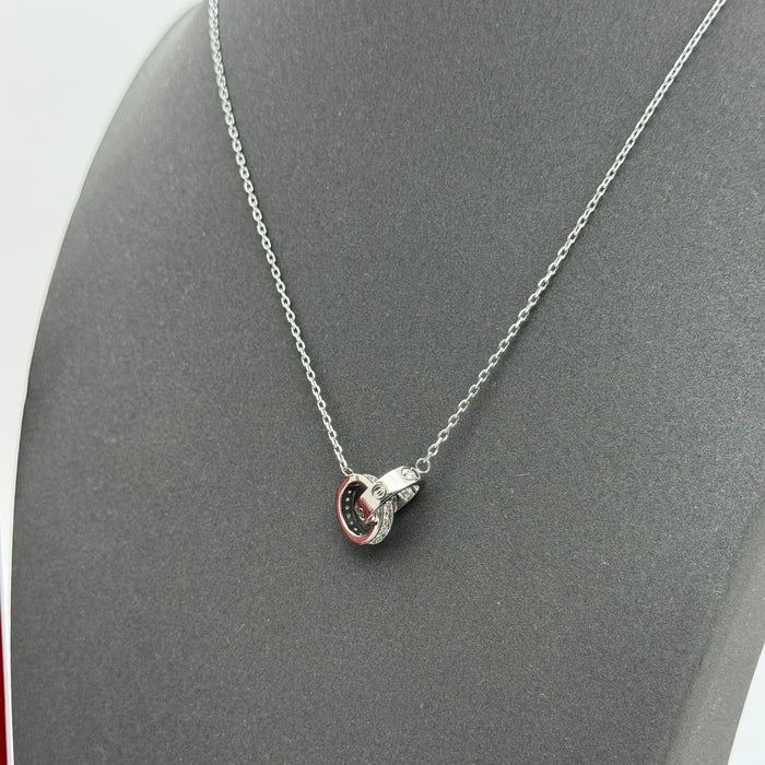 Cartier Double Love Rings Necklace – Interlocking Pendant (Gold, Silver, Rose Gold)