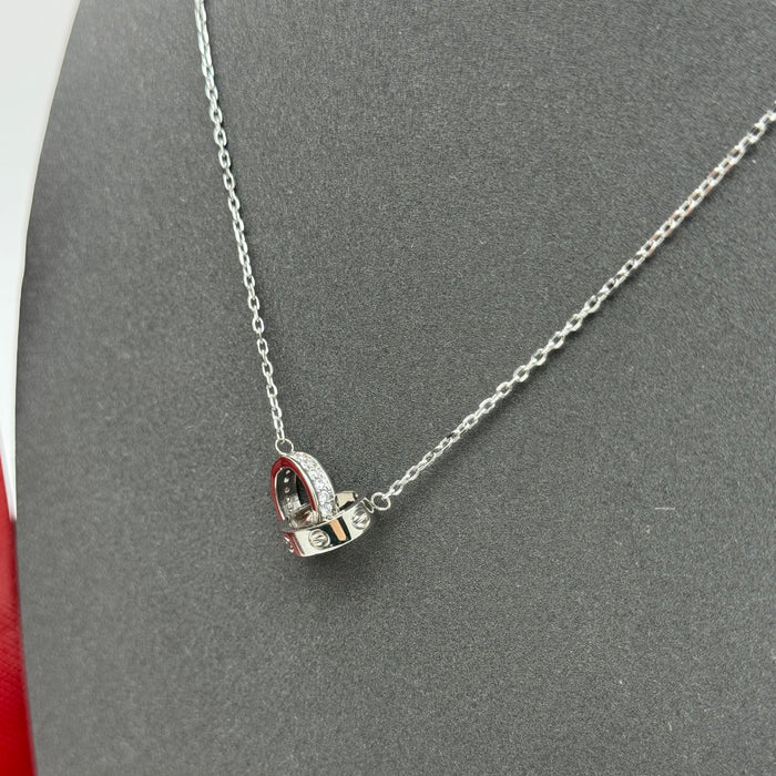 Cartier Double Love Rings Necklace – Interlocking Pendant (Gold, Silver, Rose Gold)