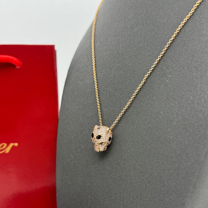 Cartier Panthère Pavé Necklace – Panther Head Pendant (Gold - Silver -Rose Gold)