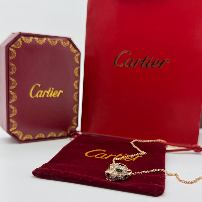 Cartier Panthère Pavé Necklace – Panther Head Pendant (Gold - Silver -Rose Gold)