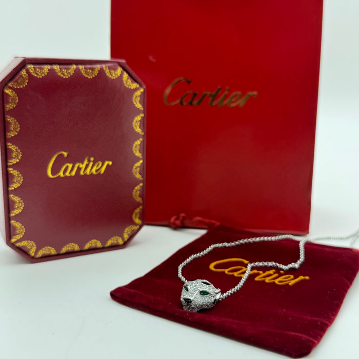 Cartier Panthère Pavé Necklace – Panther Head Pendant (Gold - Silver -Rose Gold)