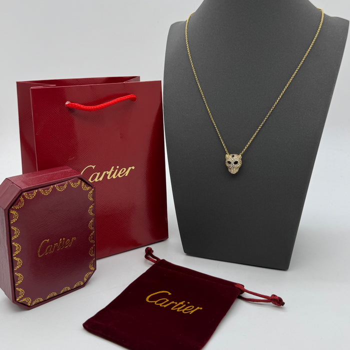 Cartier Panthère Pavé Necklace – Panther Head Pendant (Gold - Silver -Rose Gold)