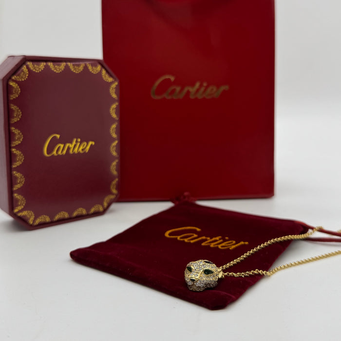 Cartier Panthère Pavé Necklace – Panther Head Pendant (Gold - Silver -Rose Gold)