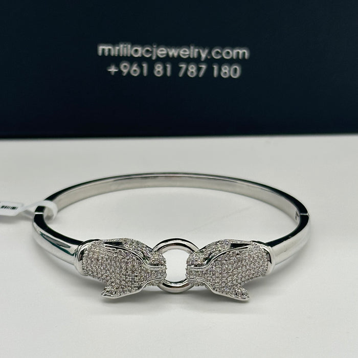 Panther Duo Silver Bangle- Inspired By Cartier