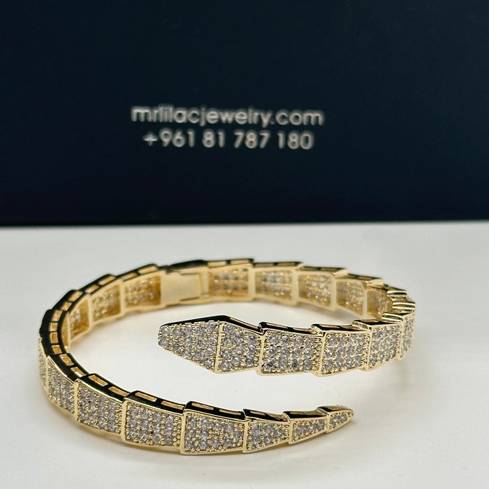 Gold Pavé Serpent Wrap Bangle - Inspired By Cartier