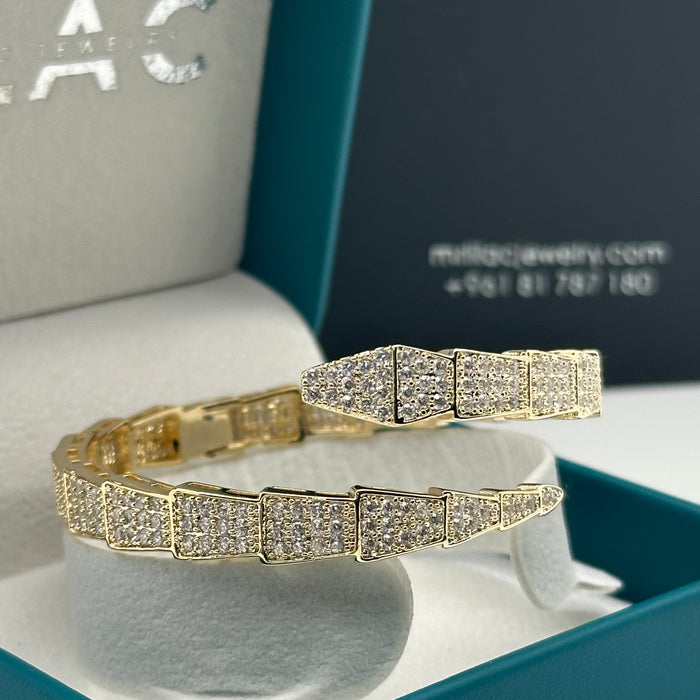 Gold Pavé Serpent Wrap Bangle - Inspired By Cartier