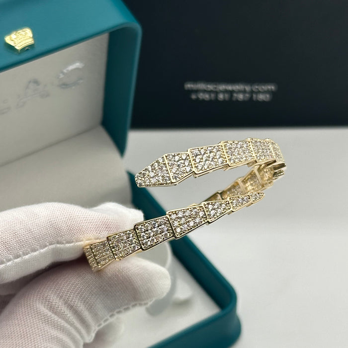Gold Pavé Serpent Wrap Bangle - Inspired By Cartier