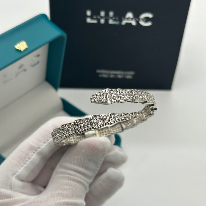 Silver Pavé Serpent Wrap Bangle- Inspired By Cartier