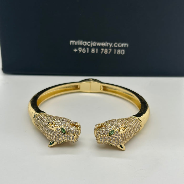Twin Panther Gold Bangle- Inspired By Cartier