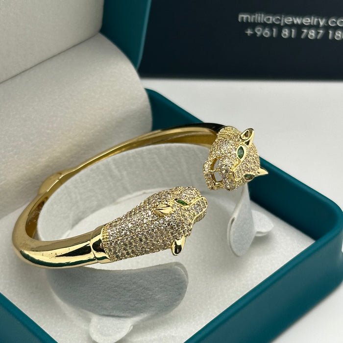 Twin Panther Gold Bangle- Inspired By Cartier
