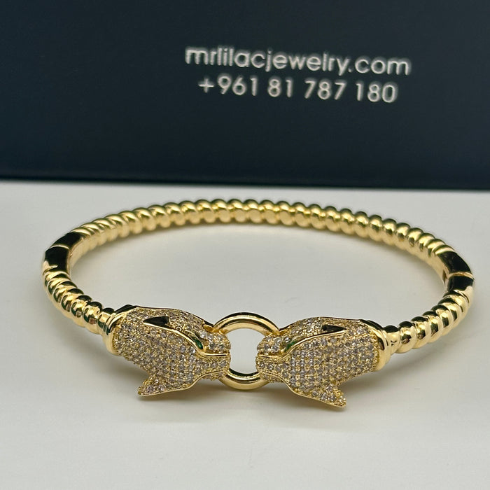 Panther Duo Gold Bangle- Inspired By Cartier