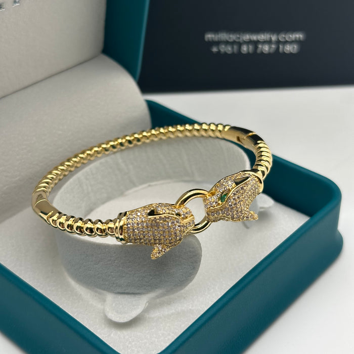 Panther Duo Gold Bangle- Inspired By Cartier