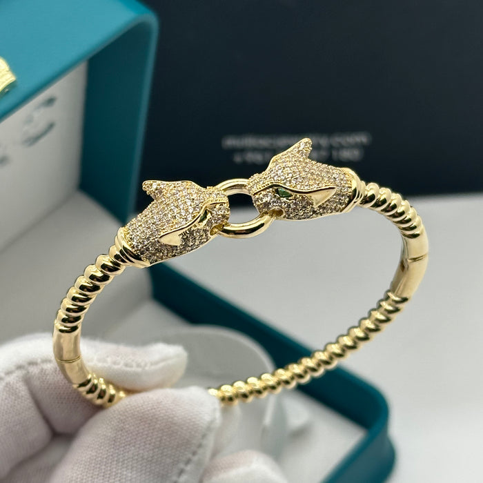 Panther Duo Gold Bangle- Inspired By Cartier