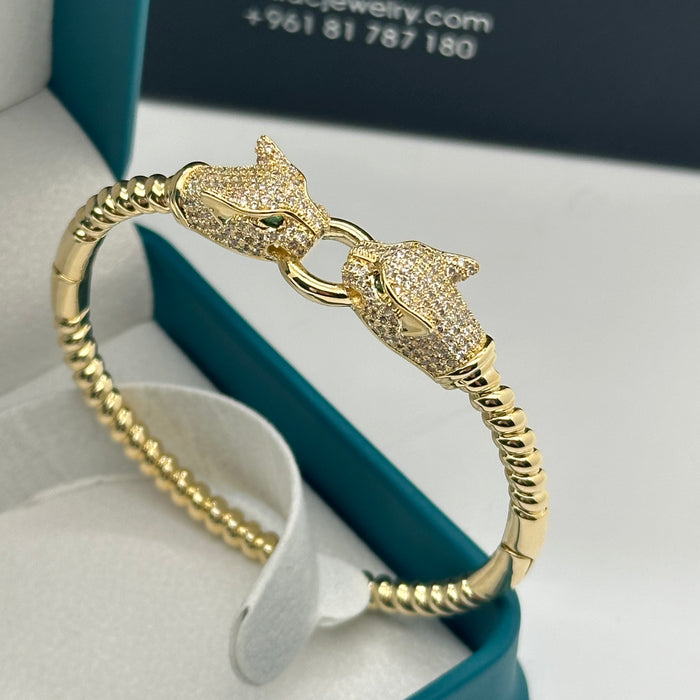 Panther Duo Gold Bangle- Inspired By Cartier
