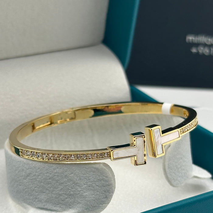 Gold T-Bar Minimalist Bangle - Inspired By Cartier