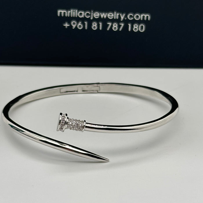 Silver Nail-Head Twist Bangle- Inspired By Cartier