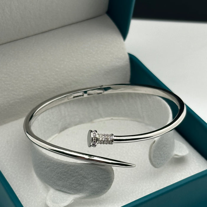 Silver Nail-Head Twist Bangle- Inspired By Cartier