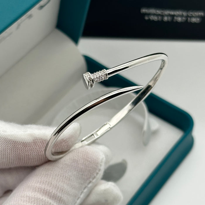 Silver Nail-Head Twist Bangle- Inspired By Cartier