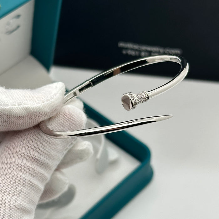 Silver Nail-Head Twist Bangle- Inspired By Cartier