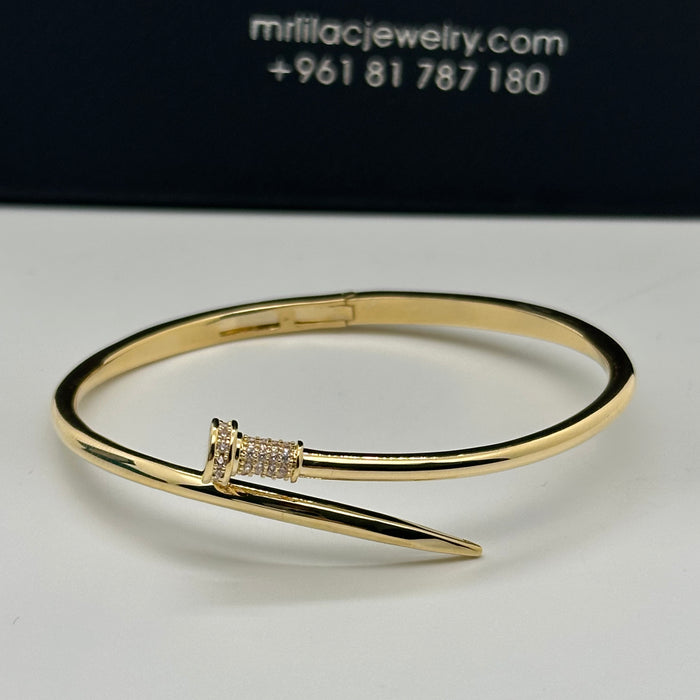 Gold Nail-Head Twist Bangle- Inspired By Cartier