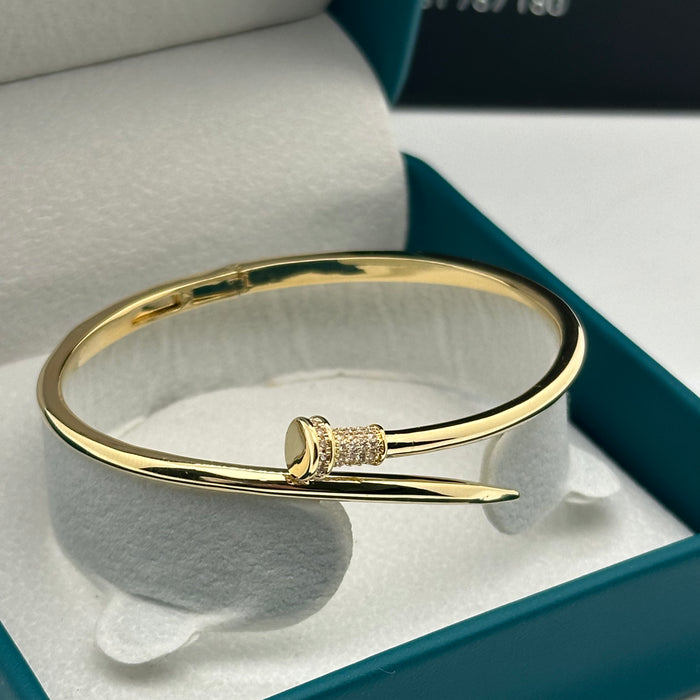 Gold Nail-Head Twist Bangle- Inspired By Cartier