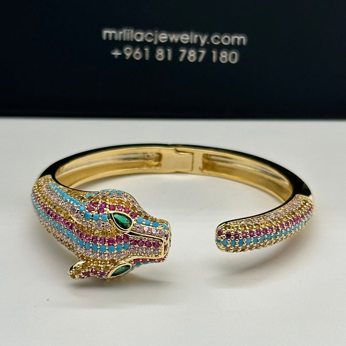 Rainbow Panther Enamel Bangle - Inspired By Cartier