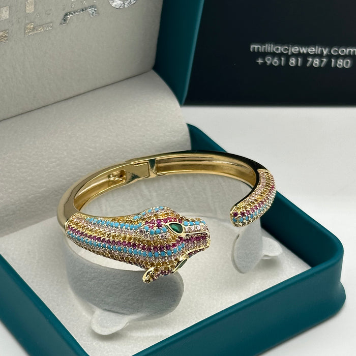 Rainbow Panther Enamel Bangle - Inspired By Cartier