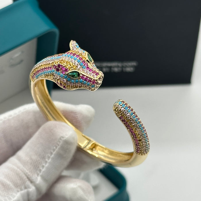 Rainbow Panther Enamel Bangle - Inspired By Cartier