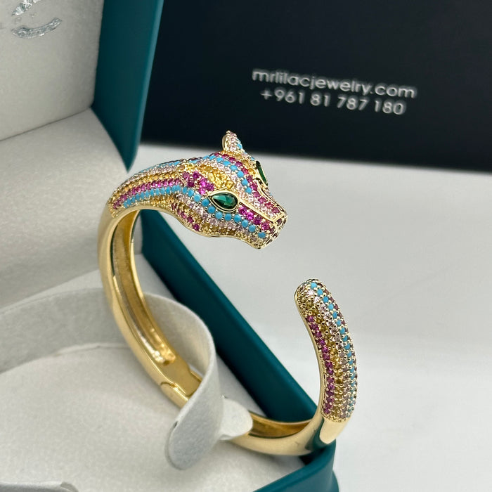 Rainbow Panther Enamel Bangle - Inspired By Cartier