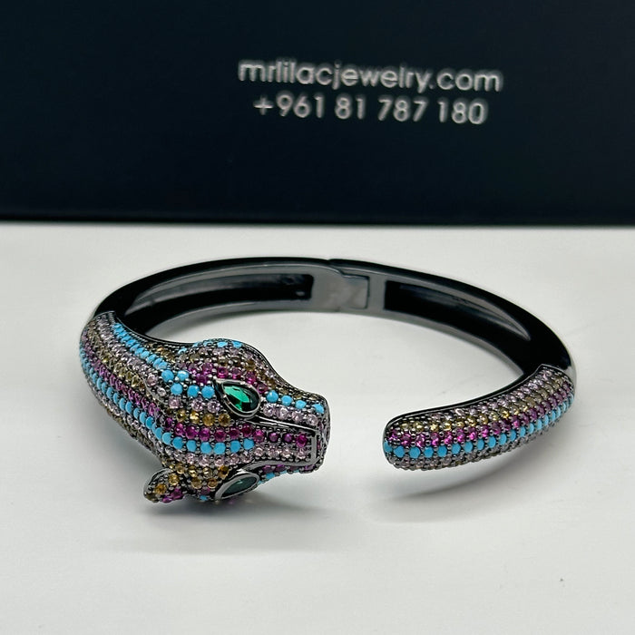 Rainbow Panther Enamel Bangle - Inspired By Cartier