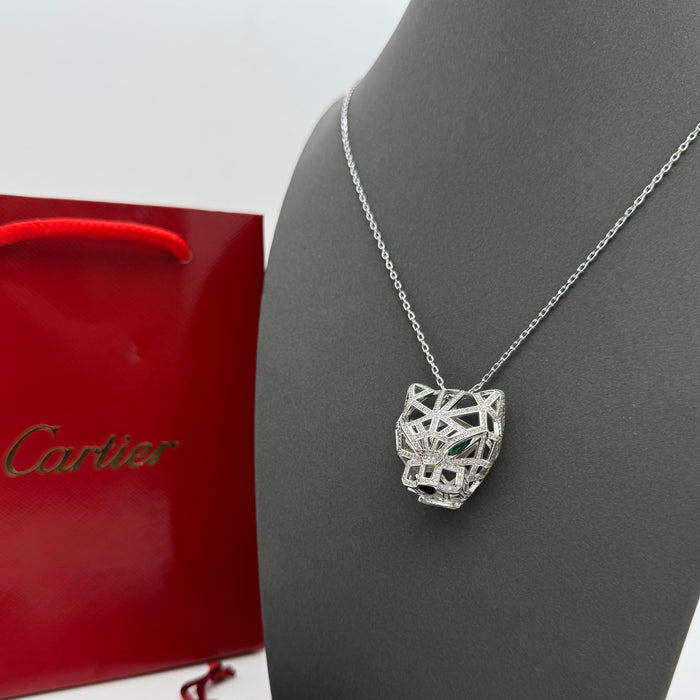 Cartier Panthère Lattice Pavé Necklace – Diamond-Panther Pendant (Gold,Silver & Rose Gold)