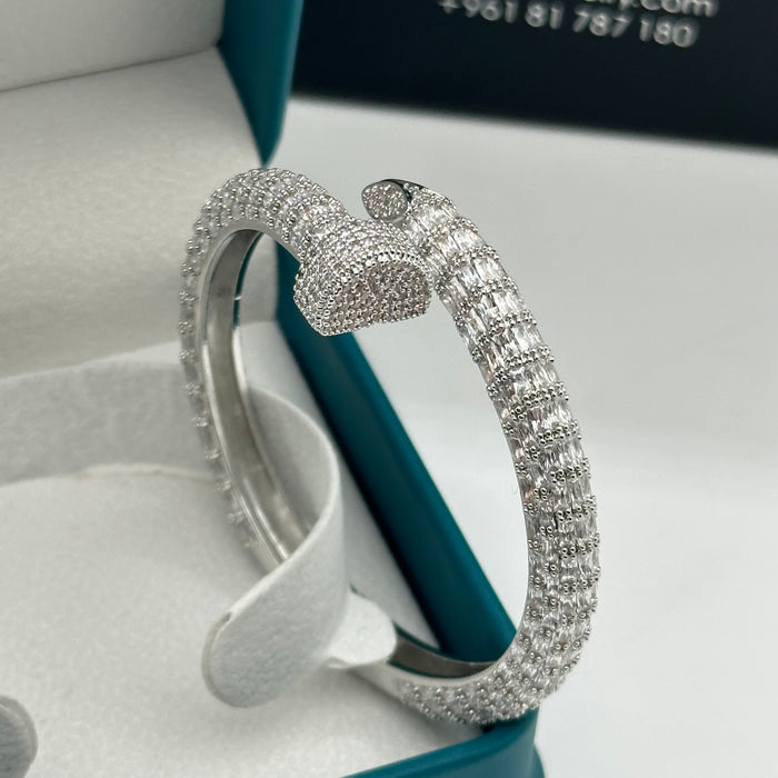 Gold Spiral Nail Bangle with Pave Detail - Inspired By Cartier