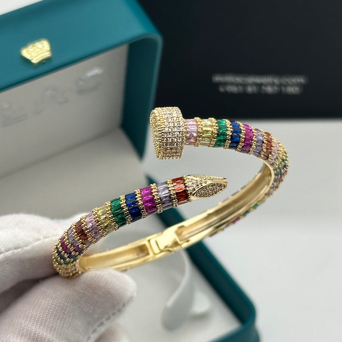 MultiColor Spiral Nail Bangle with Pave Detail