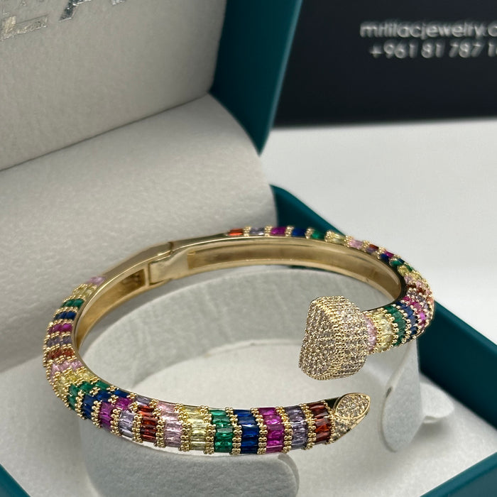 MultiColor Spiral Nail Bangle with Pave Detail