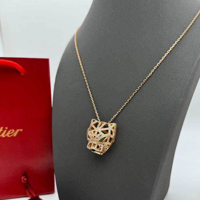 Cartier Panthère Lattice Pavé Necklace – Diamond-Panther Pendant (Gold,Silver & Rose Gold)