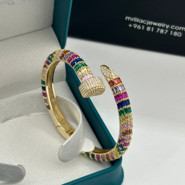 MultiColor Spiral Nail Bangle with Pave Detail