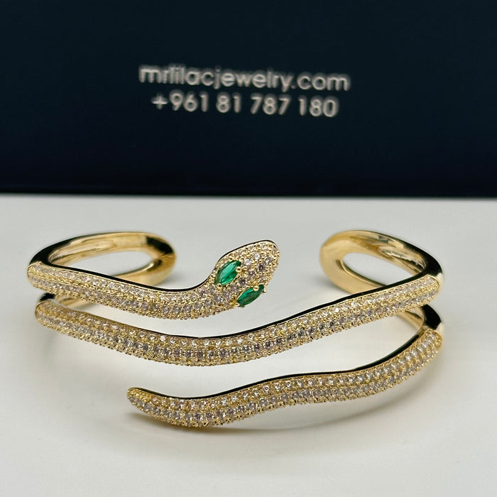 Gold Serpent Double Wrap Bnagle - Inspired By Carier