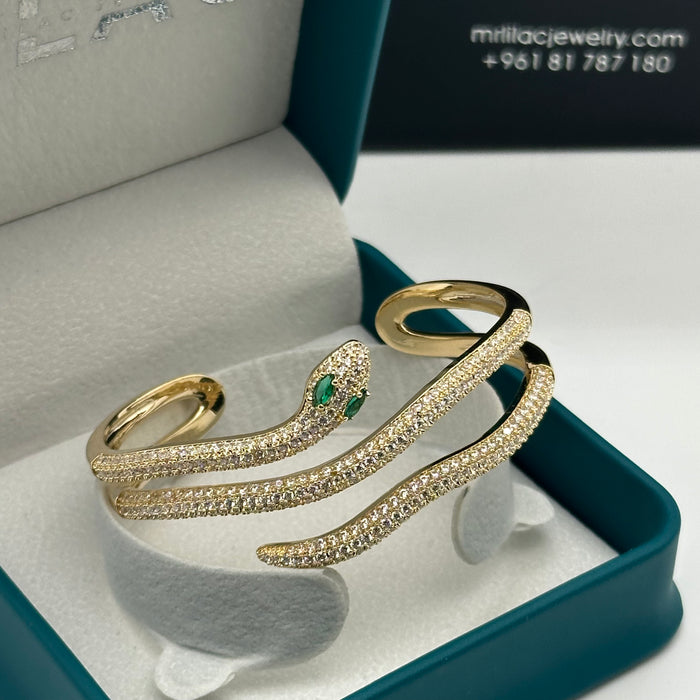 Gold Serpent Double Wrap Bnagle - Inspired By Carier