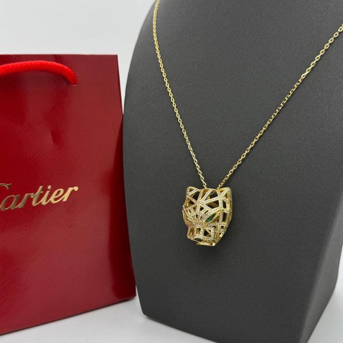 Cartier Panthère Lattice Pavé Necklace – Diamond-Panther Pendant (Gold,Silver & Rose Gold)