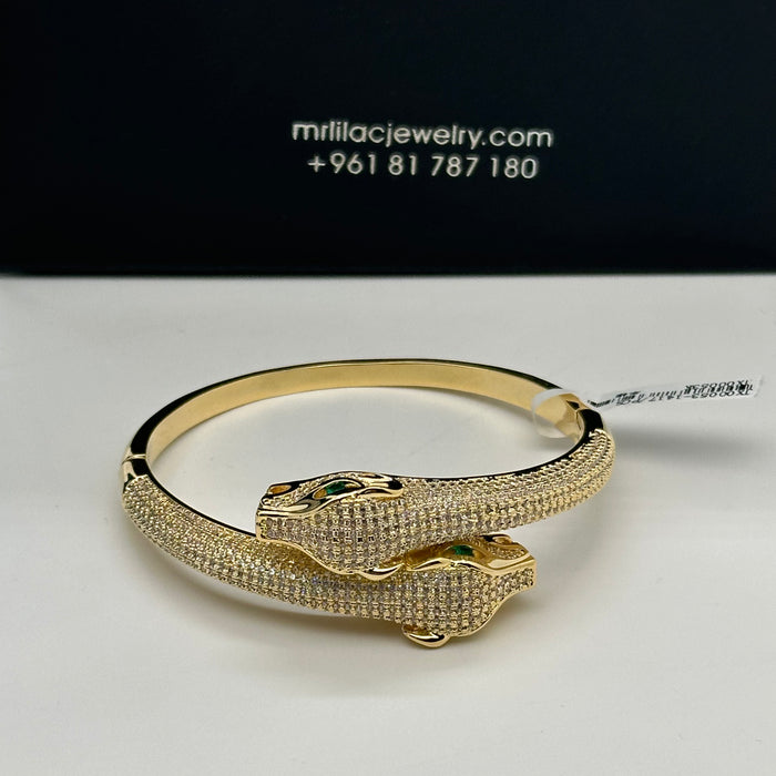 Twin Panther Gold Bangle- Inspired By Cartier