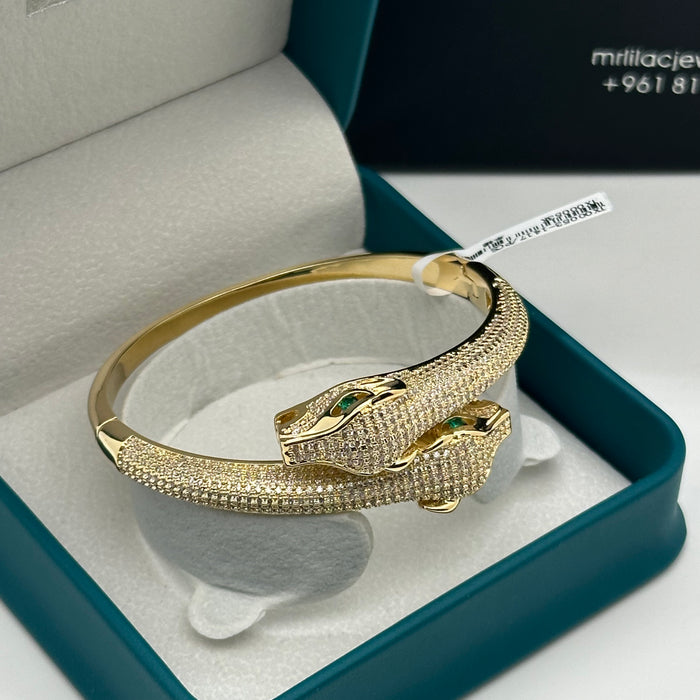 Twin Panther Gold Bangle- Inspired By Cartier