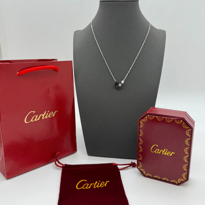 Cartier Love Interlocking Rings Necklace – Dual Ring Pendant (Gold, Silver & Tri-Color)